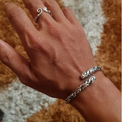 Vòng tay bạc nam, nữ HeliSilver Gậy Như Ý Bạc Helios Original s925 VTBN0050