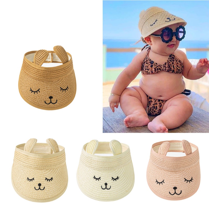 Mũ cói lưỡi trai hở chóp chống tia uv phong cách Hàn Quốc thời trang mùa hè cho trẻ em