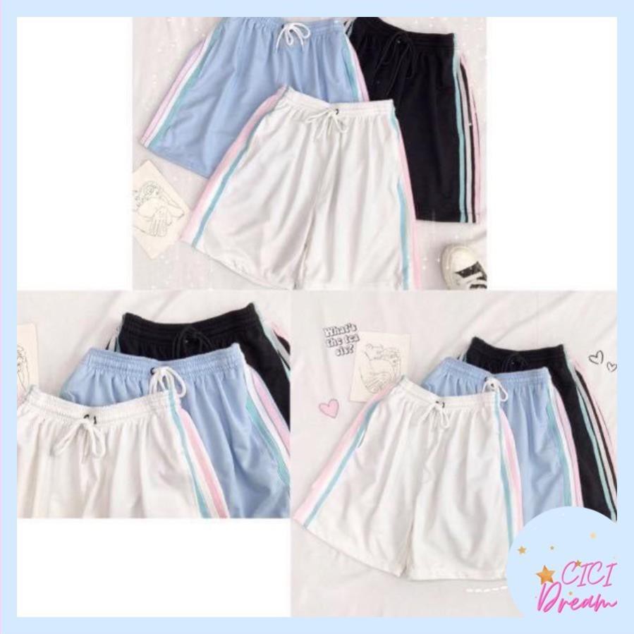 Quần Đùi Kẻ 3 Sọc Unisex 🦋FREESHIP🦋 Quần Short Nam Nữ 3 sọc Dây Rút Dáng Rộng 3 Màu ✔️ '