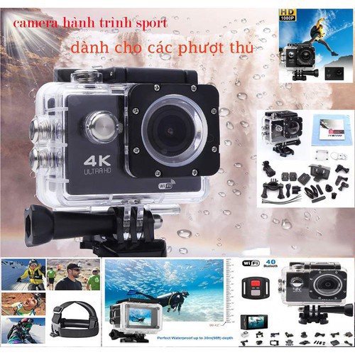 Camera Hành Động Chống nước Wifi 4k+ Ultra HD Có Remote Camera Hành Trình Thể Thao Phượt Xe Máy