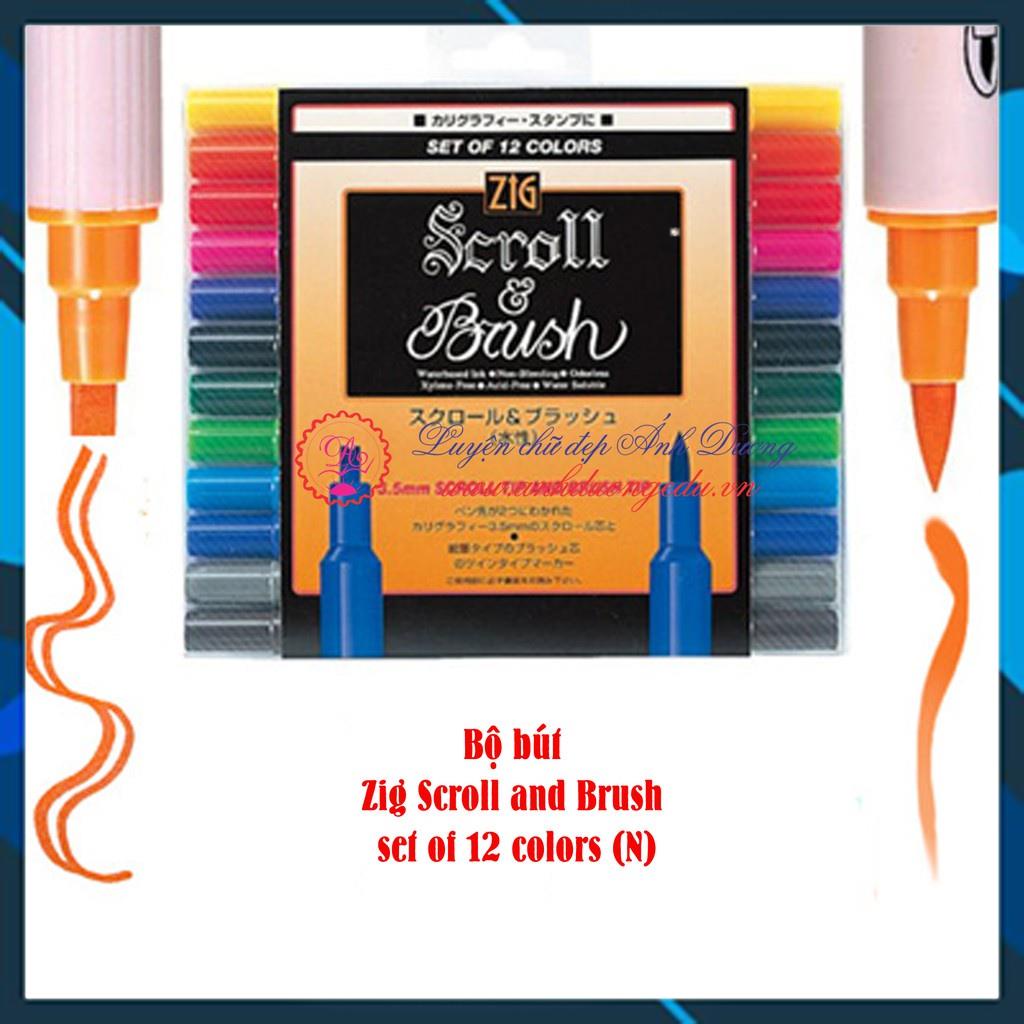 Bộ bút Zig Scroll and Brush set of 12 colors