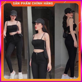 Freeship Quần jean nữ đen trơn co giãn bán sỉ
