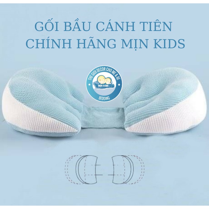 Gối Đỡ Bụng Bầu Cánh Tiên Cao Cấp Hoạ Tiết Tim Nổi Chính Hãng Mịn Kids