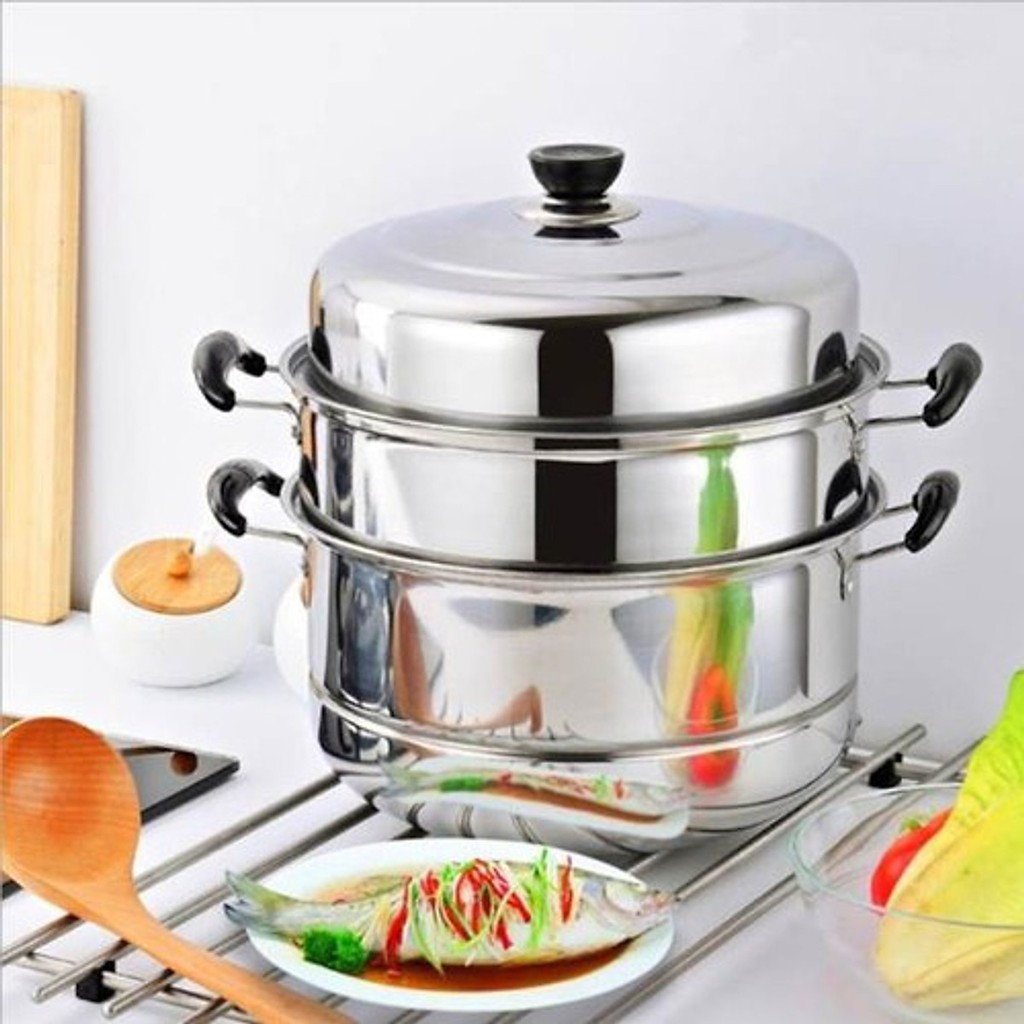 NỒI HẤP XỬNG 2 TẦNG INOX MẶT KÍNH - SIÊU HÓT