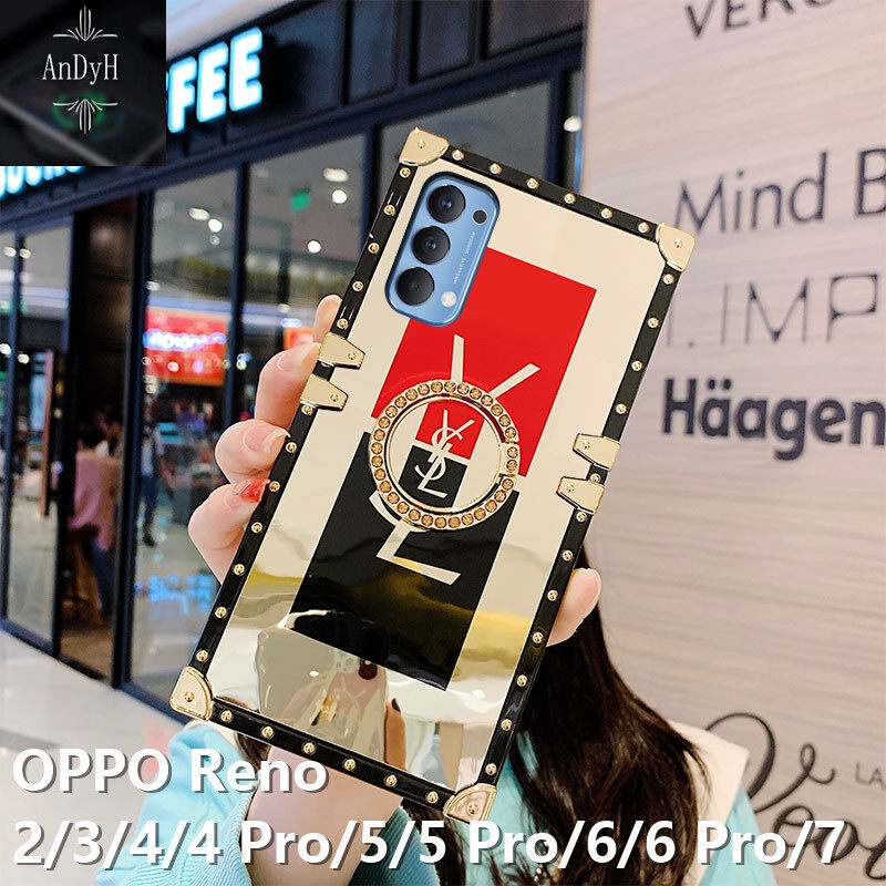 Ốp Điện Thoại Silicon Dẻo Viền Vuông Có Giá Đỡ OPPO Reno 5 / 5Pro / Reno 6 / 6 Pro / Reno 4 / 4 Pro / Reno 7 / Reno 2 / Reno 3
