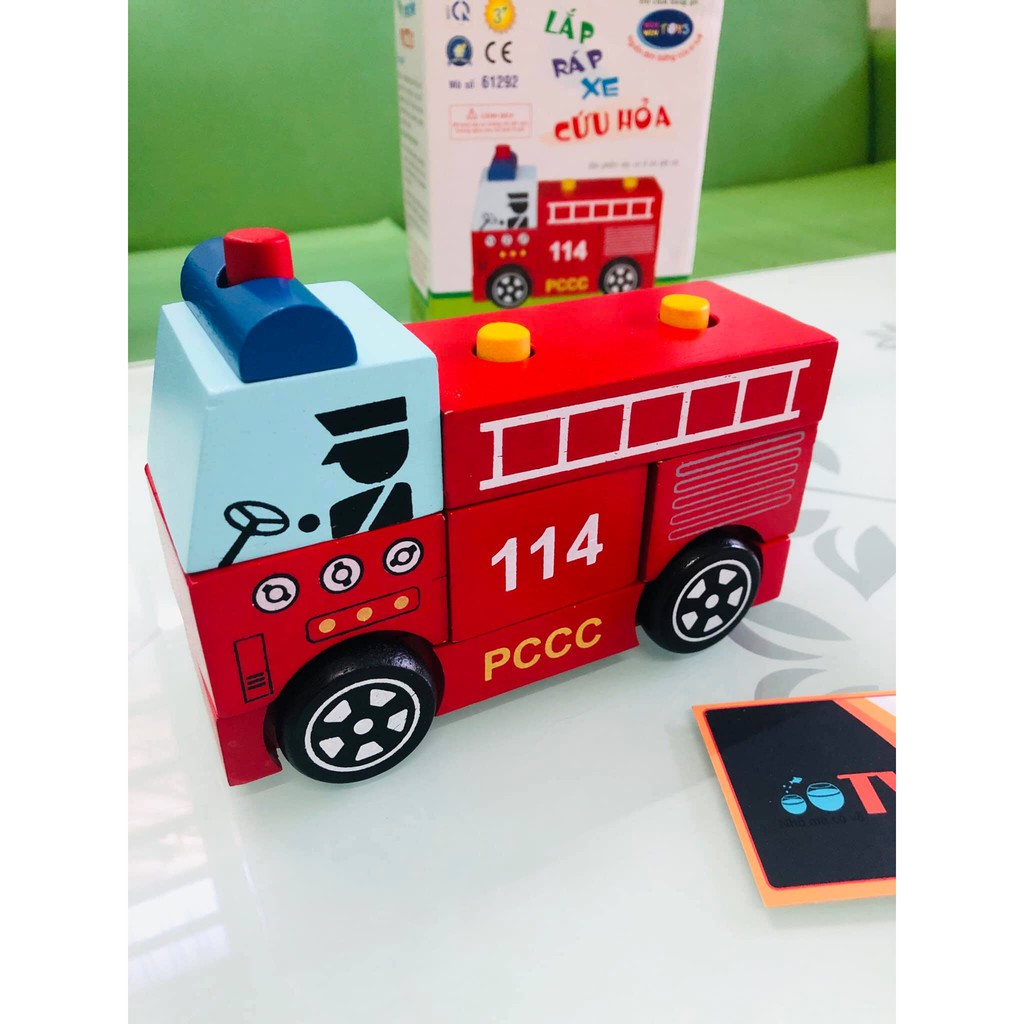 Trò chơi lắp ráp xe cứu hỏa winwintoys | Đồ chơi mô hình gỗ Việt nam