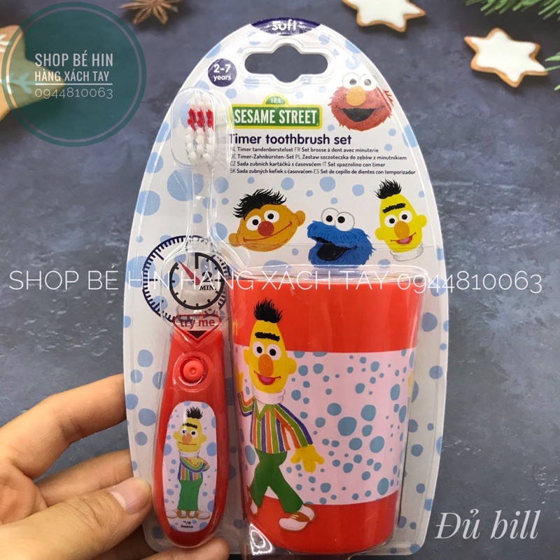 (Bill Đức) Bàn chải đánh răng trẻ em Sesame Street, bàn chải đánh răng cho bé từ 2-7 tuổi, có chế độ hẹn giờ 2 phút