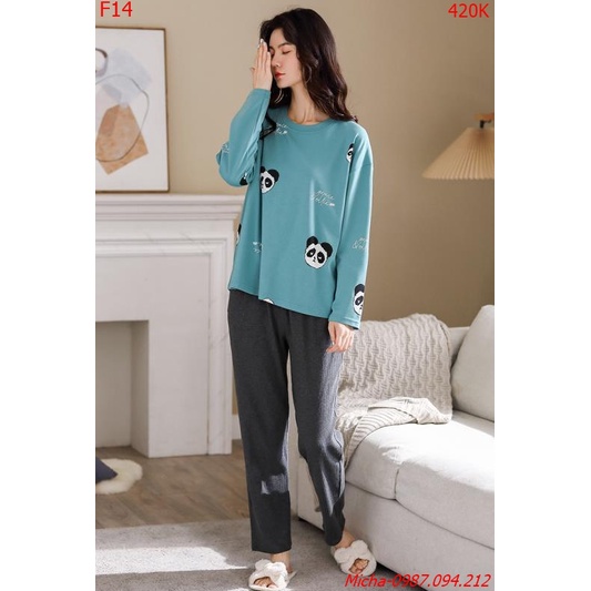 Bộ dài tay gấu panda xanh - Micha F14