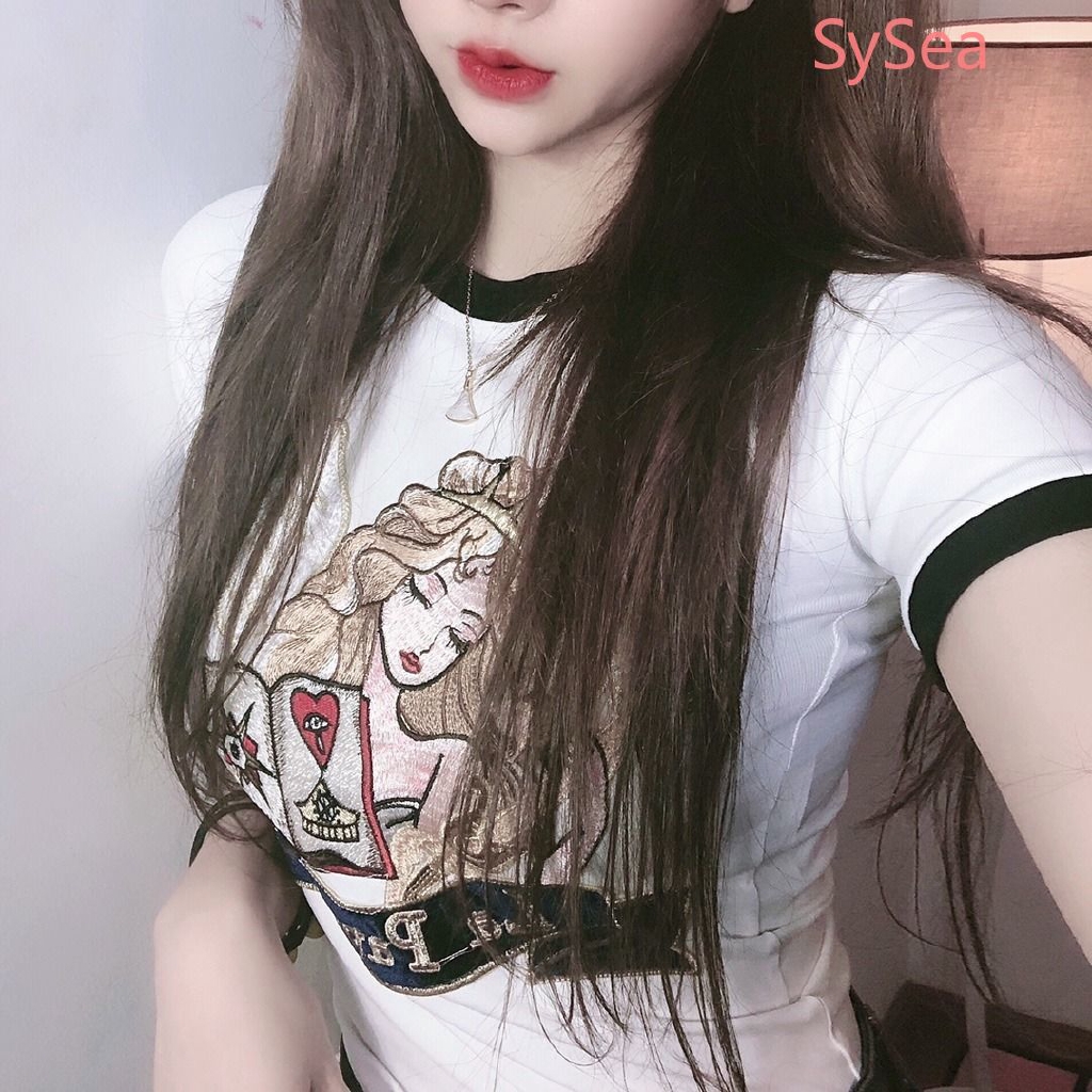 Áo Thun Tay Ngắn Thêu Chữ