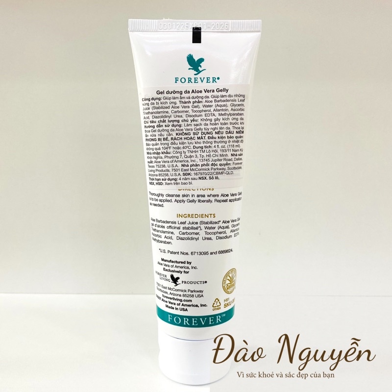 Gel dưỡng da lô hội Aloe Vera Gelly, Forever Living Products 061 FLP 118ml