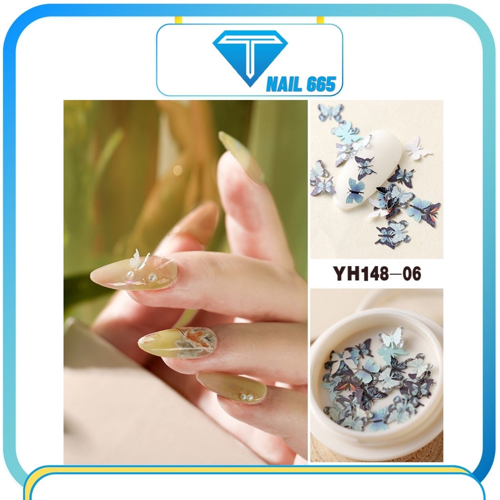 Phụ kiện bướm trang trí móng nail , Bướm ẩn nail Charm hoa gắn móng  sét 6