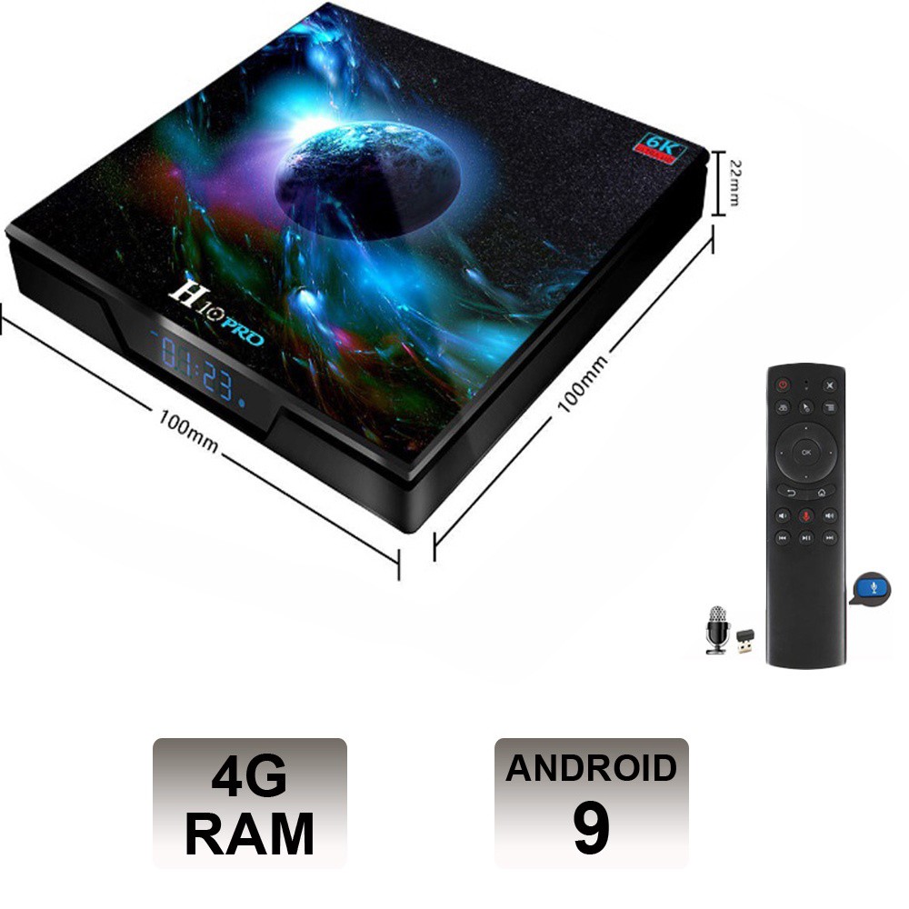 Tivi box android H10 pro 4GB Ram 32GB Rom có điều khiển cử chỉ và giọng nói tiếng việt cài sẵn bộ ứng dụng giải trí