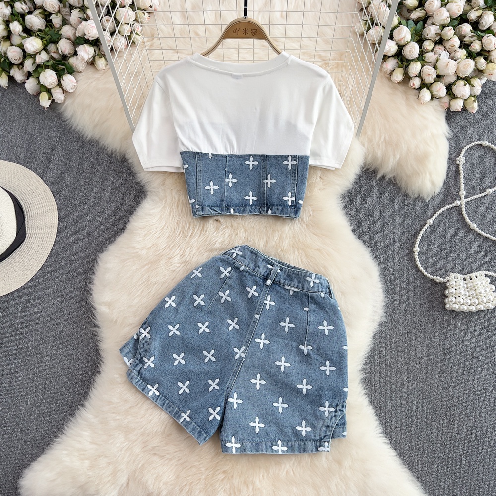 🌸Hàng Order🌸Sét Phông Phối Jean Họa Tiết Kèm Quần Jean Kiểu Trẻ Trung Năng Động🌸Hàng Quảng Châu