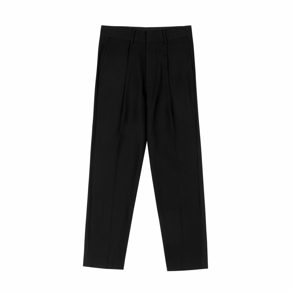 Quần tây đen xếp ly form rộng - Black Pleated Trousers