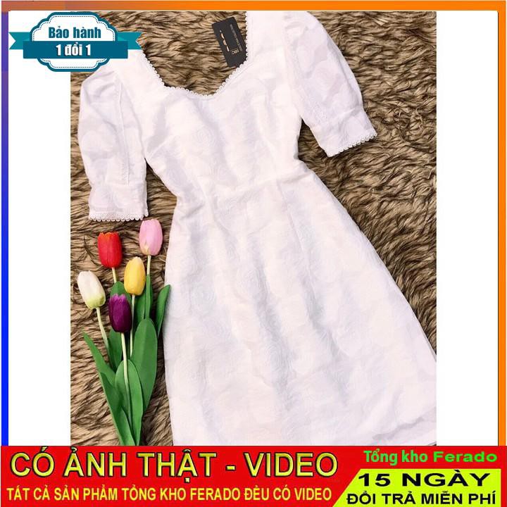 [ xả kho ] MiD Đầm trắng tay bồng V1068 Mie Design ảnh thật