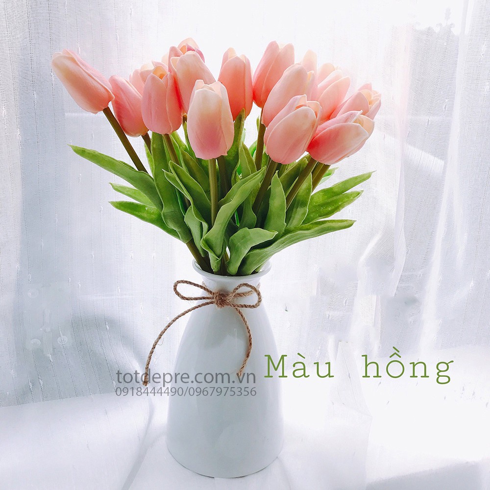 Tulip bông lẻ hoa nhựa dẻo như thật