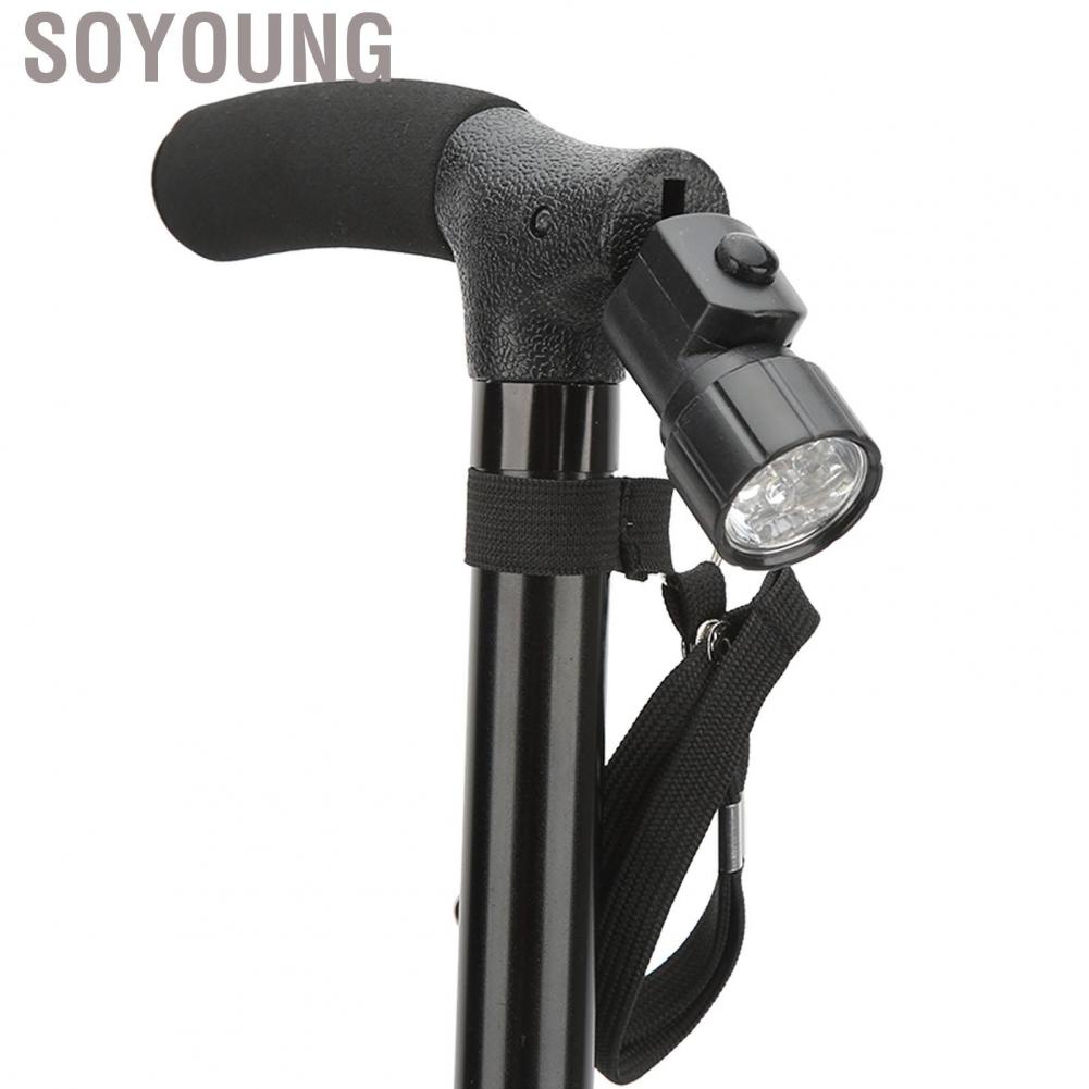 Soyoung Folding Waking Cane Hand Walking Stick Foldable with Led Light for Elderly Men Women