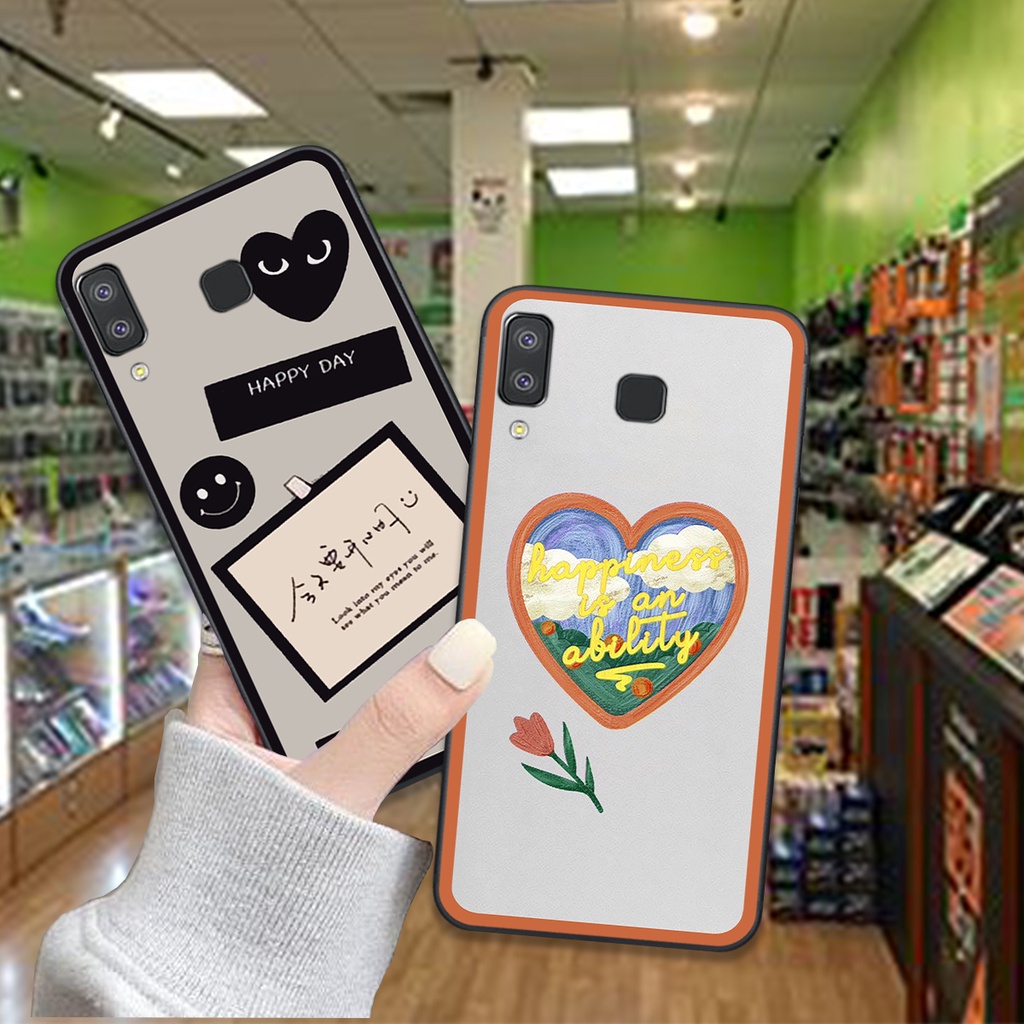 Ốp Samsung A8 star / A9 star in hình trái tim caro đen trắng , hồng cute xinh xắn dễ thương