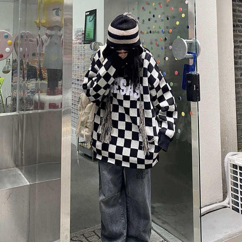 ÁO LEN CARO HOẠ TIẾT HÀNG UNISEX PHONG CÁCH HÀN QUỐC