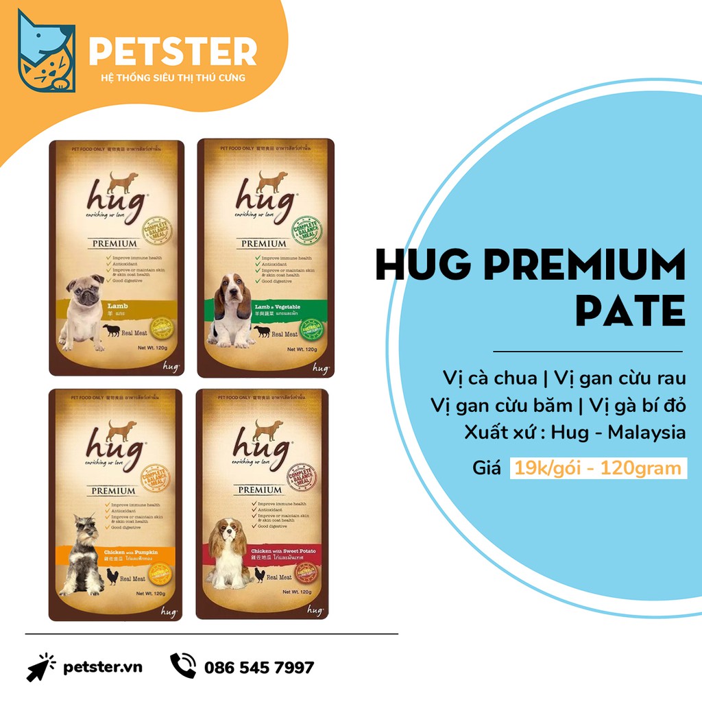 Pate cho chó Hug ⚡ Hug premium pate hoàn chỉnh dinh dưỡng phù hợp mọi giai đoạn phát triển