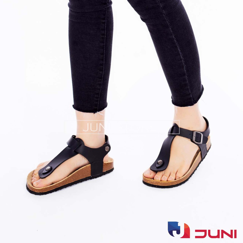 [DA PU-CHỐNG NƯỚC] PU10- Dép sandal xỏ ngón Unisex da PU, đế trấu Bioline Birken - Xuất khẩu châu Âu - Juni Store