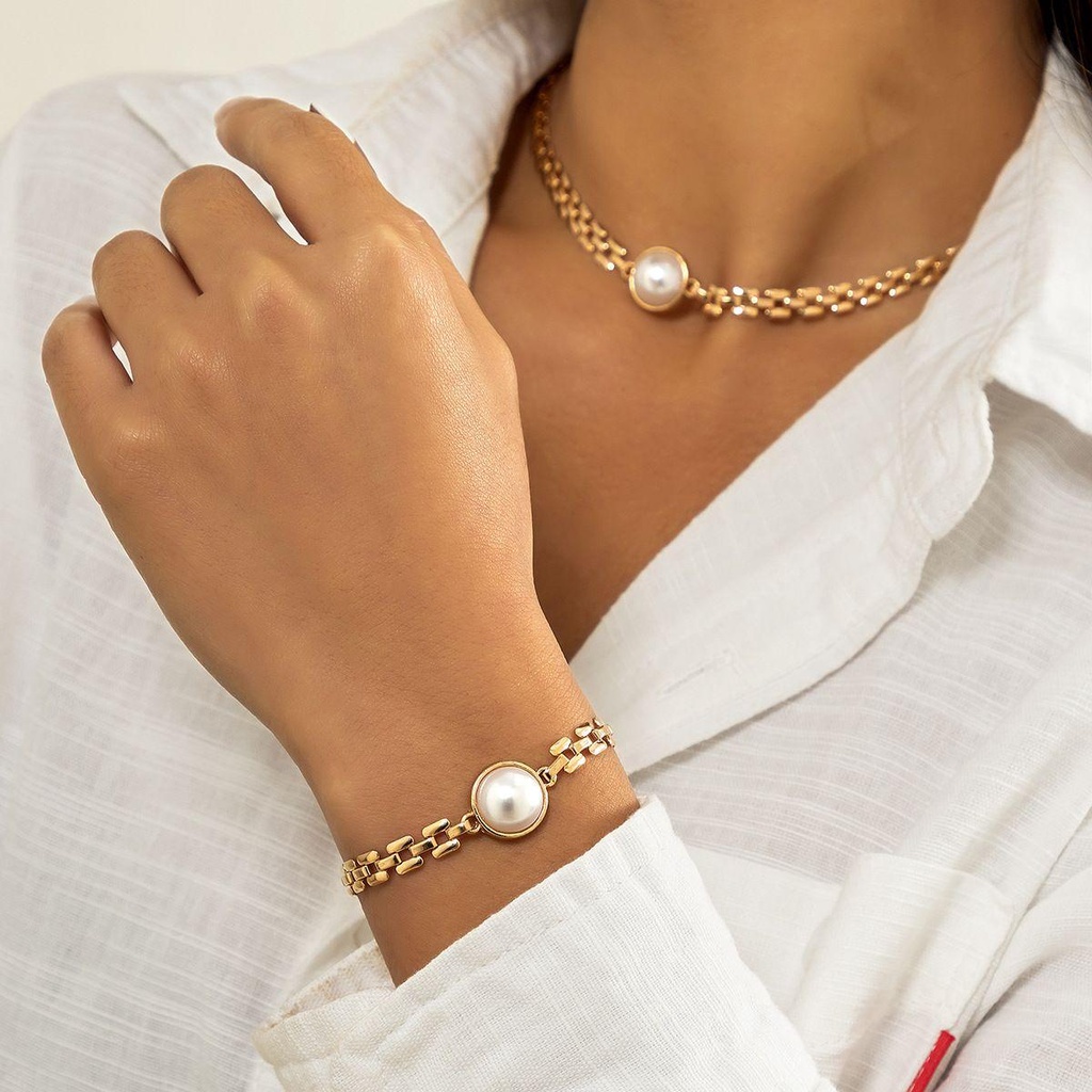 AROMA Vòng Cổ Choker Đính Ngọc Trai Phong Cách Baroque Hàn Quốc Dành Cho Nữ