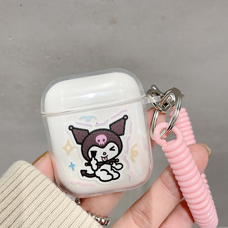 Vỏ Bảo Vệ Hộp Sạc Tai Nghe airpods 1 2 Pro 3rd Generation Pro 1/2 Trong Suốt Chống Sốc Họa Tiết Hoạt Hình Kèm Dây Đeo Kiểu Nhật Hàn