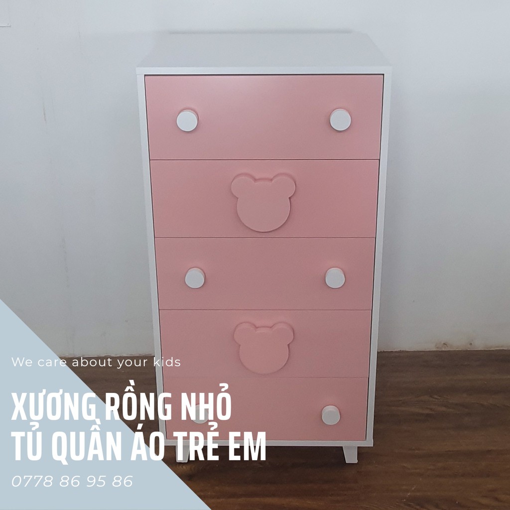 Tủ quần áo 5 ngăn kéo xinh xắn cho bé gái