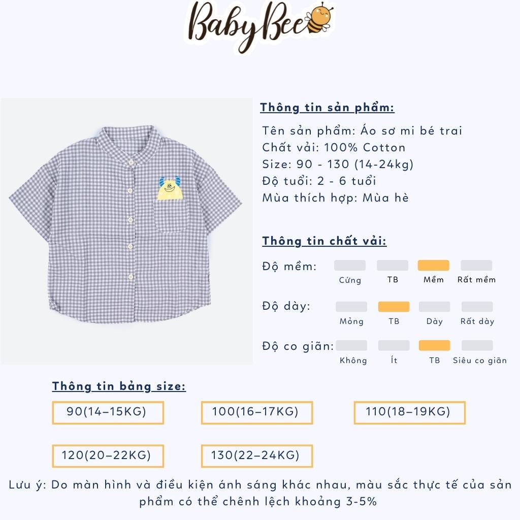 Áo sơ mi bé trai Hàn Quốc BabyBee áo bé trai size đại 14-24kg họa tiết caro SM131