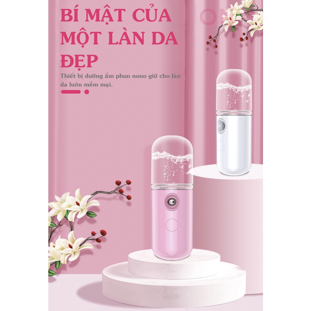 Máy phun sương xông hơi mặt, máy xịt khoáng Nano cầm tay giúp dưỡng da cấp ẩm dễ dàng mang theo mỗi ngày Ebi Cosmetics