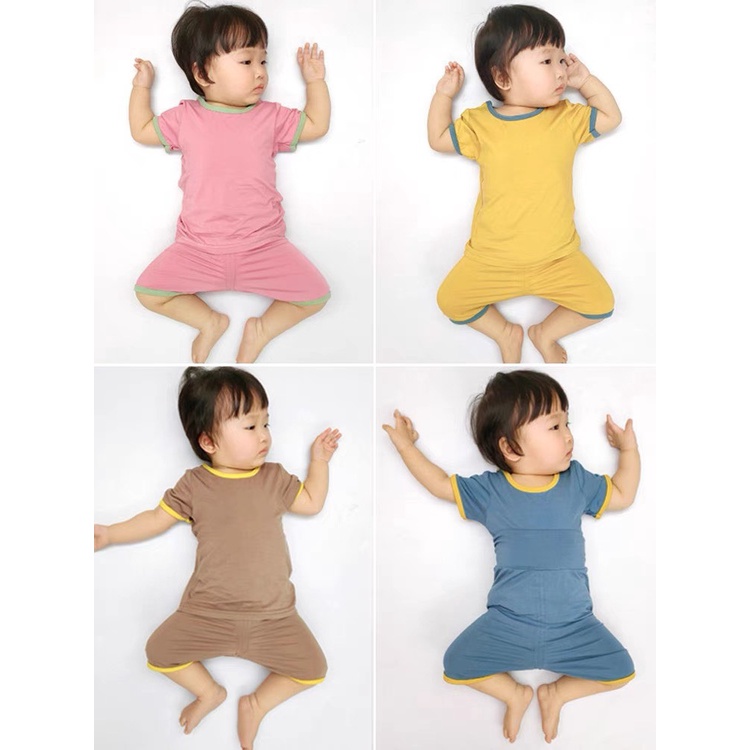 Bộ lửng trơn thun lạnh quần cạp cao cho bé trai bé gái chất liệu cao cấp ATKID Việt Nam