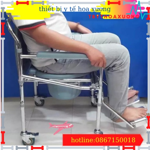 [Hàng Chính Hãng ] Ghế Bô Vệ Sinh Cho Người Gìa lucass GX-300, Có Bánh Xe,Có Để Chân, Gấp Gọn