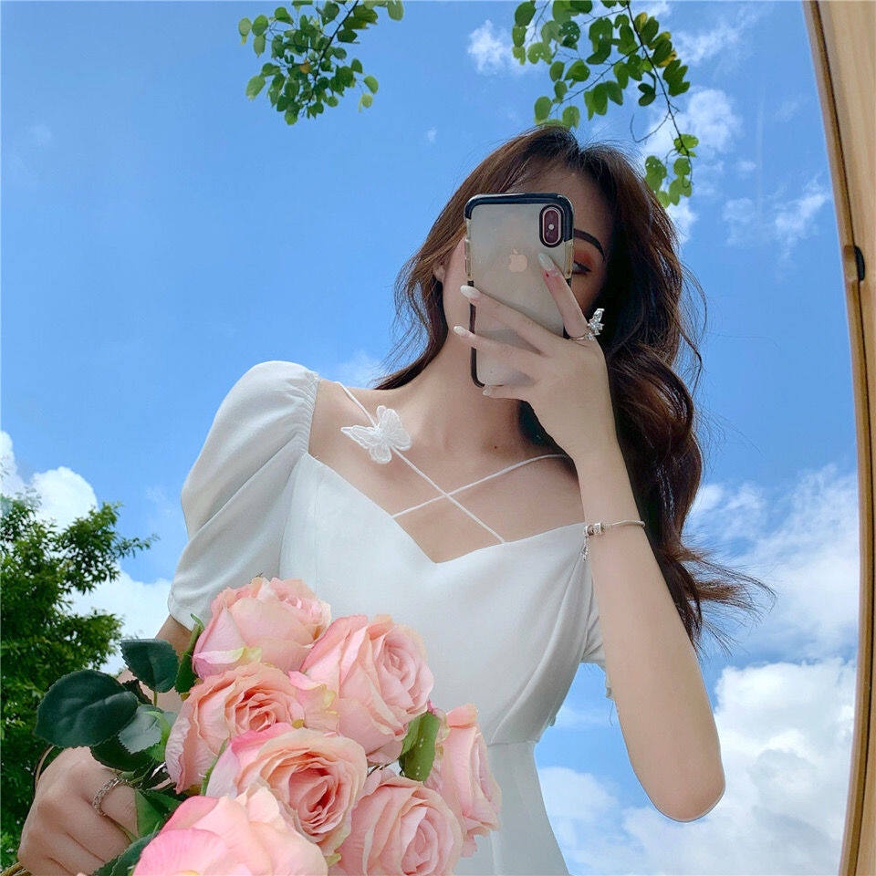 Đầm IELGY mỏng chiết eo phong cách Pháp thời trang cho nữ