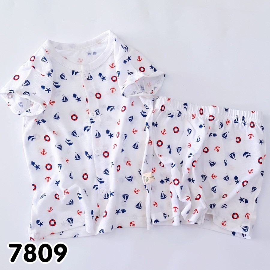 BỘ NGẮN TAY CÀI NÚT GIỮA NHIỀU HỌA TIẾT CHO BÉ TỪ 6KG- 19KG