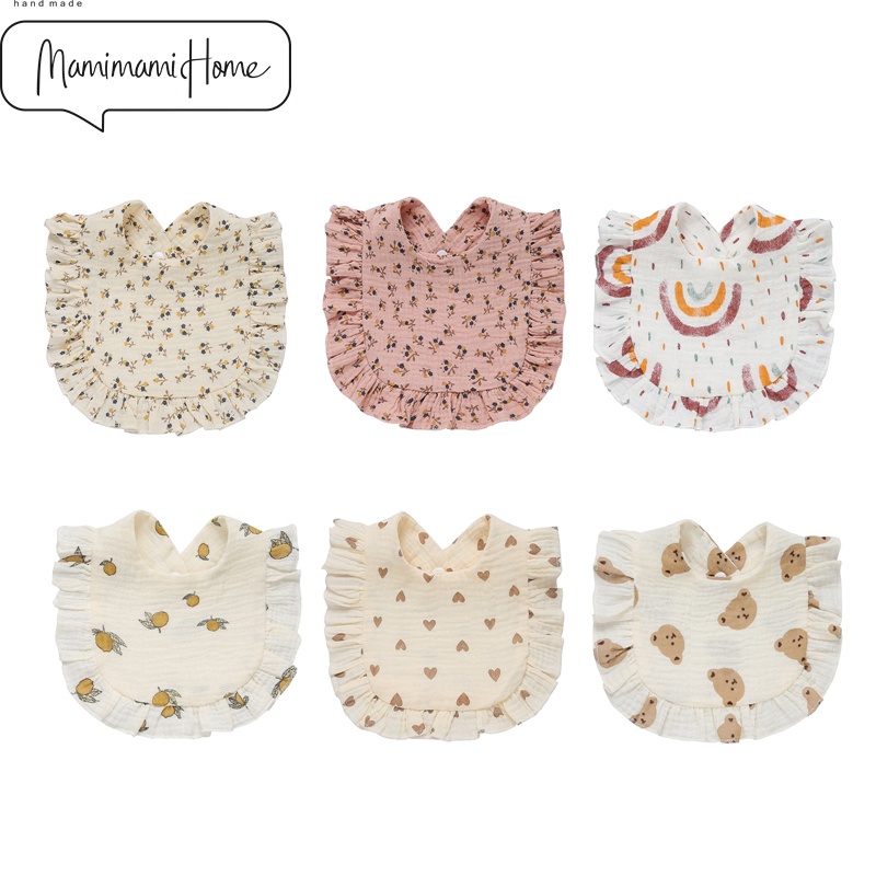 Yếm ăn MAMIMAMIHOME vải cotton mềm thấm hút tốt xoay 360 độ dành cho bé