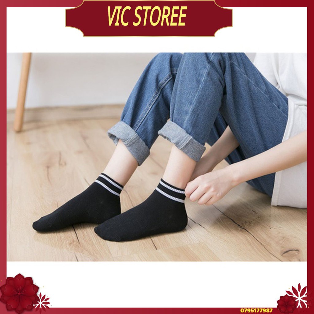 Tất Cổ Ngắn Kẻ Sọc Hàn Quốc