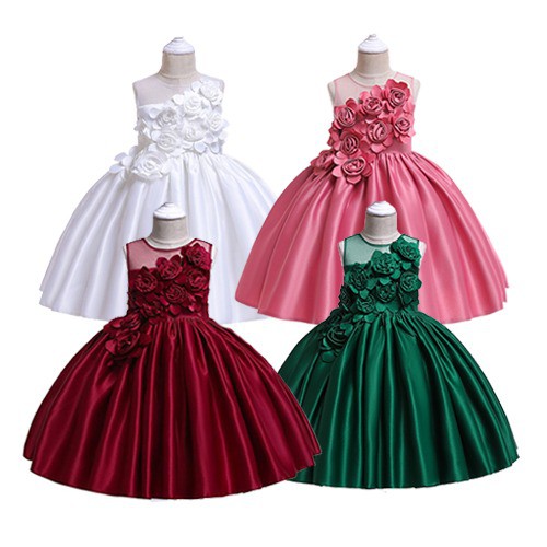 (Hàng Bán Chạy) Đầm Dạ Hội B2W2 Vải Satin In Hoa