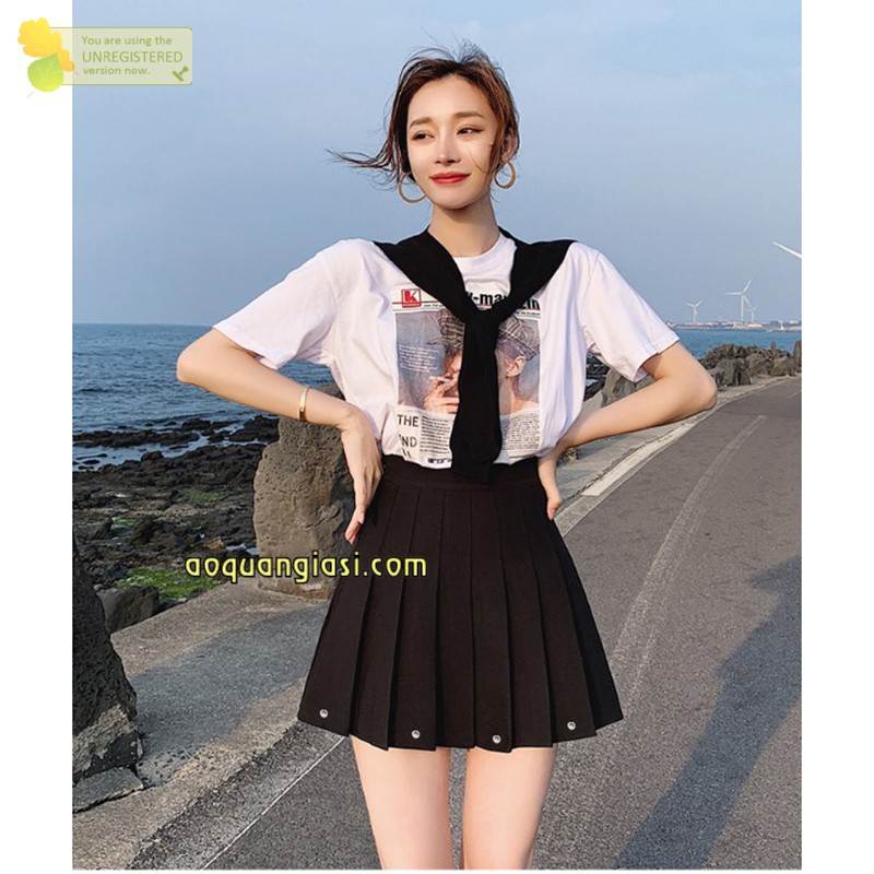 Chân váy xếp li tennis AQGS khoen chân 2 màu đen, trắng size S,M,L MT953, mt952, mt886, mt772, mt773, mt597, mt798