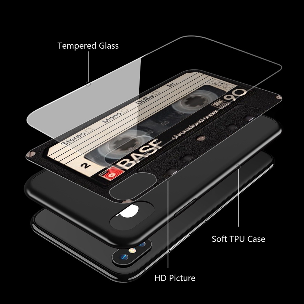 Ốp lưng điện thoại bằng TPU cường lực hình băng cát sét cũ dành cho iPhone 11 Pro XS Max XR X 8 7 6 6S Plus
