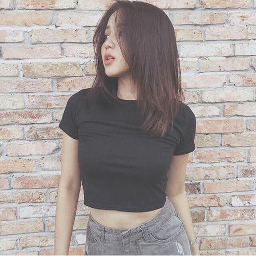 Áo Croptop Thun Ngắn Tay Chất Gân Mềm Bán Sỉ Shop