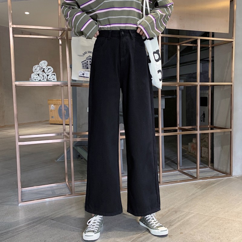 Màu đen, S  | Quần khaki ống rộng ulzzang