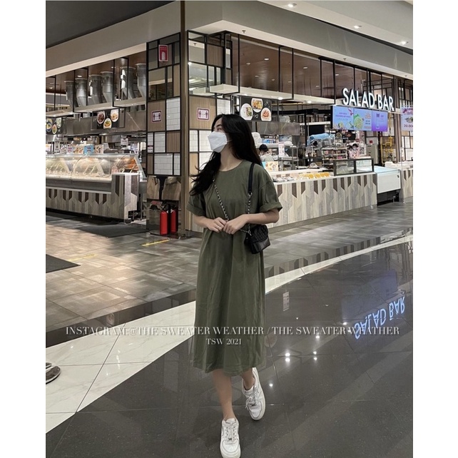Váy phông trơn dài tay lỡ oversize, đầm dáng suông nữ