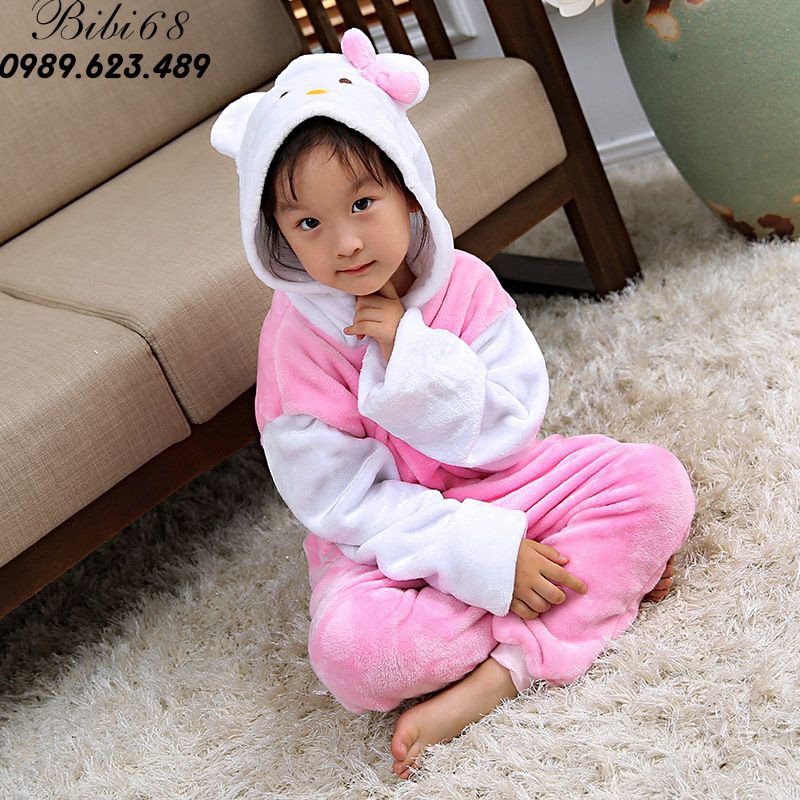 Bộ Đồ thú Khủng Long xanh liền thân lông mịn Pijama dành Cho Người Lớn và Trẻ Em kiểu dáng Động Vật Hoạt Hình Cosplay