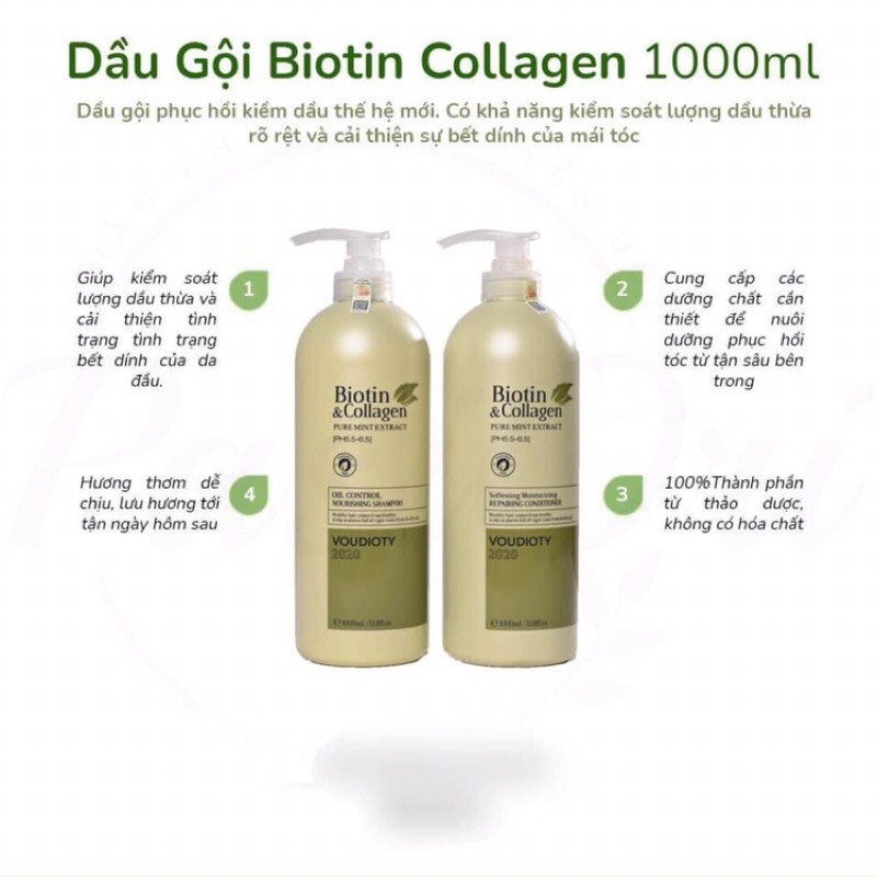 DẦU GỘI XẢ BIOTIN AND COLLAGEN XANH KIỀM DẦU