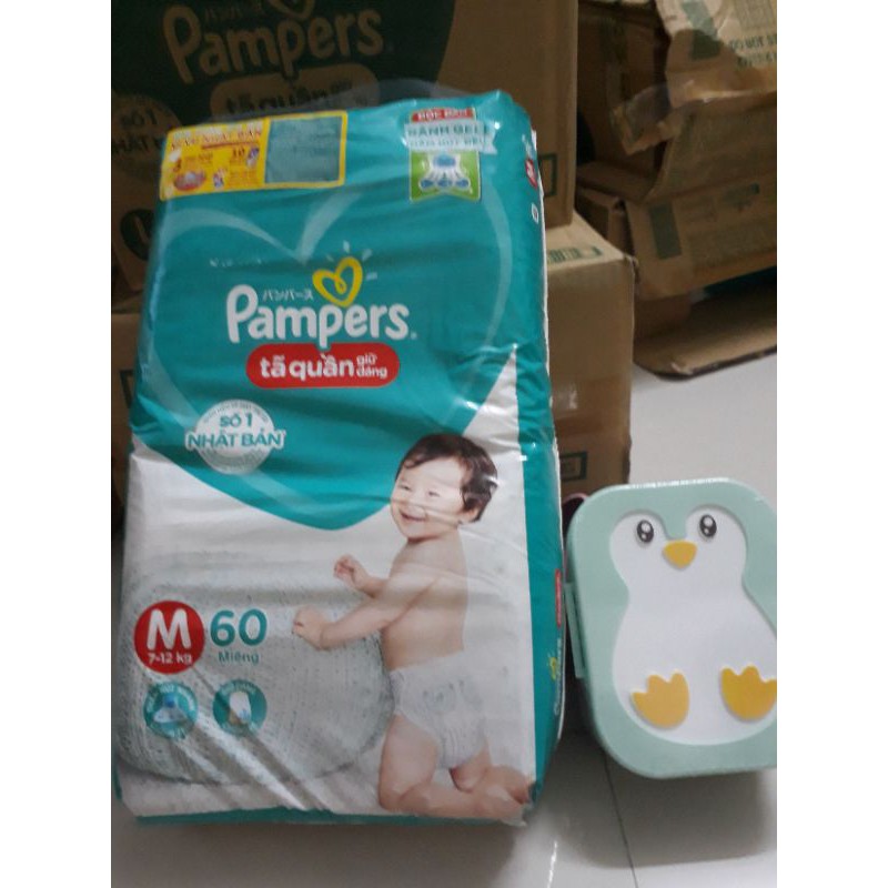 Tặng hộp cơm - tã quần Pampers M60/L54/XL48