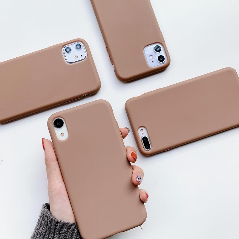 vivo 1609 1606 1611 1610 1601 1603 1716 1723 1718 1726 1713 1714 1724 1725 1727 1728 1719 Brown silicone mobile phone case Pure color simplified mobile phone protective cover TPU mobile phone fall proof soft shell