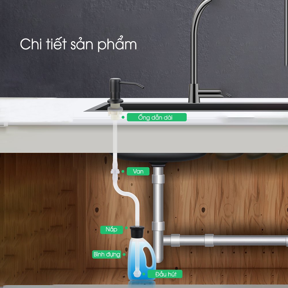 Bộ vòi hút nước rửa bát có dây dẫn, vòi bơm nước rửa chén dầu rửa bát xà phòng thông minh gắn chậu