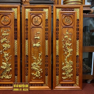 Tranh tứ quý gỗ hương