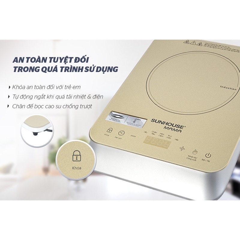 BẾP ĐIỆN TỪ SUNHOUSE MAMA SHD 6868 TẶNG KÈM NỒI LẨU 2 NGĂN BẢO HÀNH 24 THÁNG