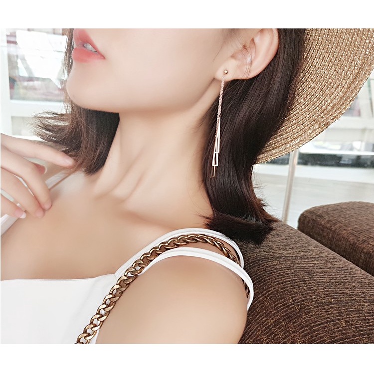 Bông tai titan 3 thanh rỗng E1-110A - CAM KẾT KHÔNG GỈ, KHÔNG BAY MÀU - BẢO HÀNH 12 THÁNG